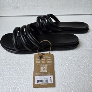 Olukai Tiare Slide Black Leather Sandals Women's Size 8